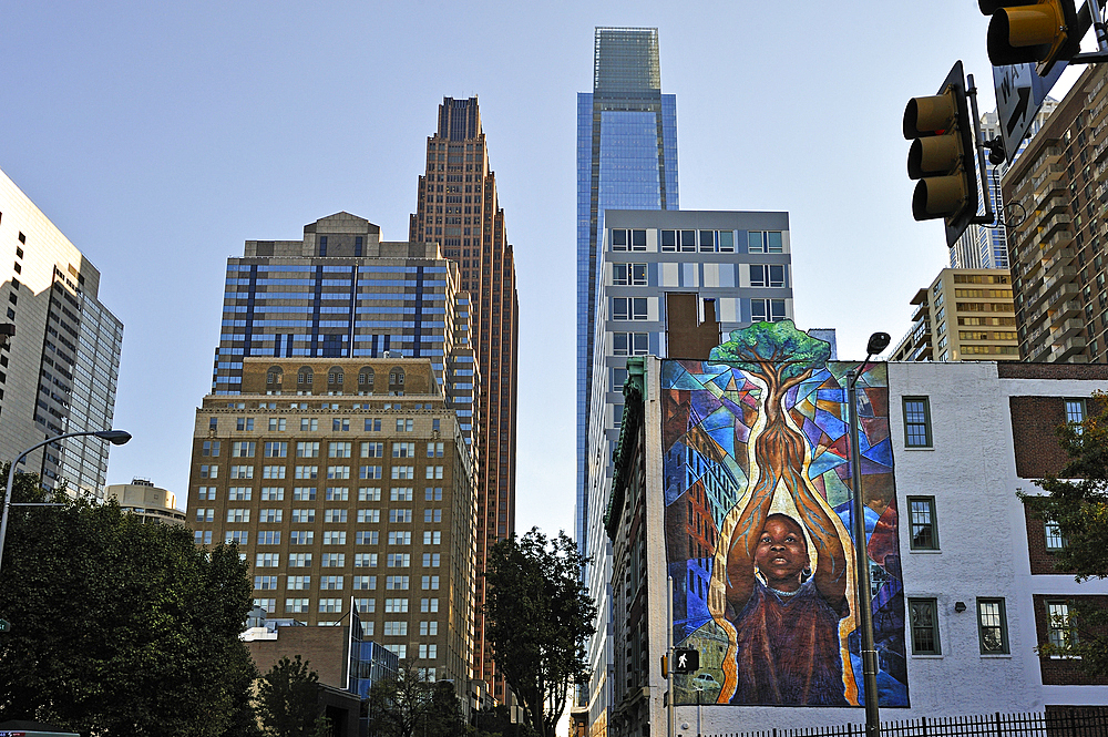 Reach High and You Will Go Far, by Josh Sarantitis, Mural, Arch and 20th Streets, Mural Arts Program, Philadelphia, Commonwealth of Pennsylvania, United States of America, North America