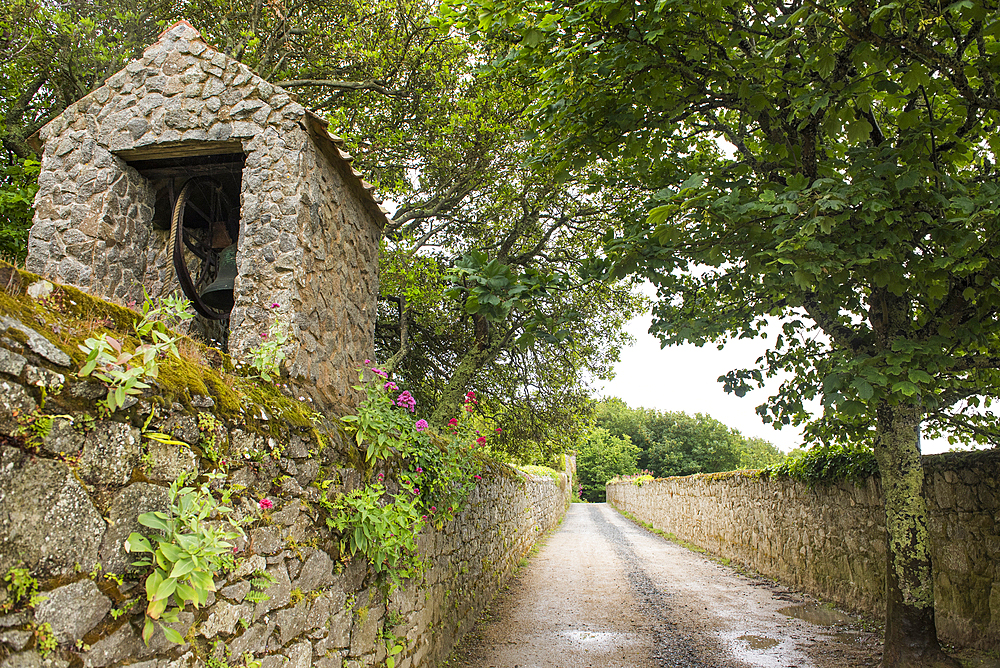 Bell shelter on the edge of the path from the port to the Belvoir Bay, Herm Island, Bailiwick of Guernsey, United Kingdom