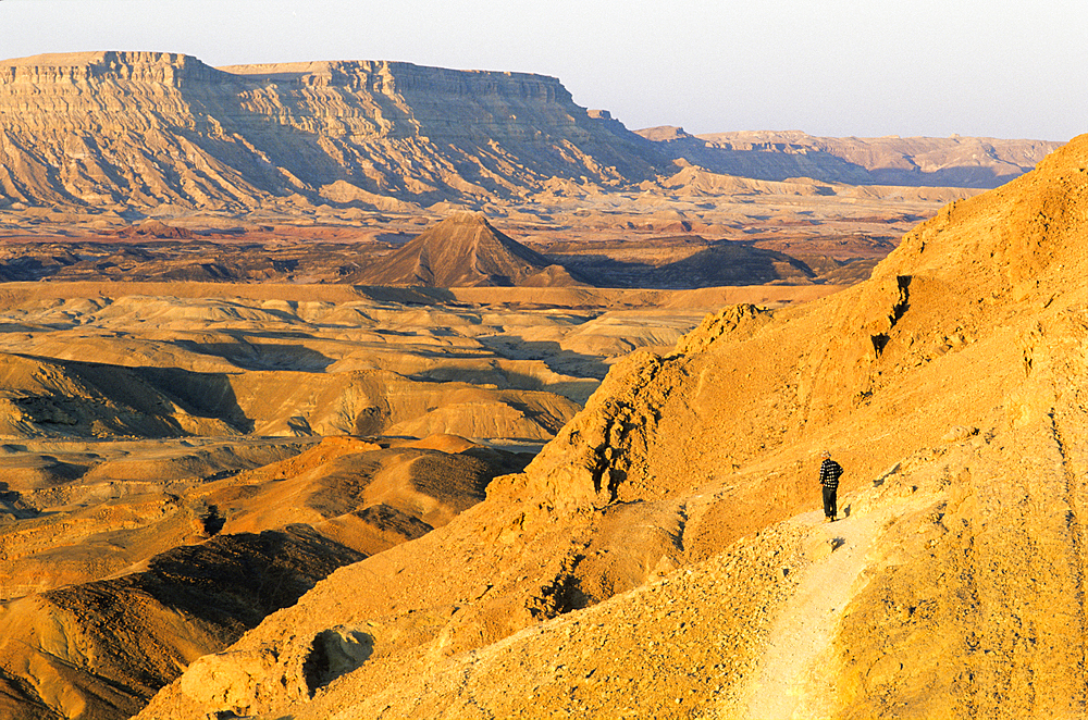 Makhtesh Ramon is a geological landform,commonly known as 'crater' but more accurately described as erosion cirque,Negev,Israel,Middle East,Western Asia