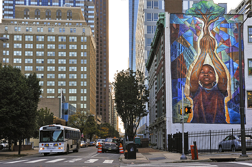 Reach High and You Will Go Far, by Josh Sarantitis, Mural, Arch and 20th Streets, Mural Arts Program, Philadelphia, Commonwealth of Pennsylvania, United States of America, North America