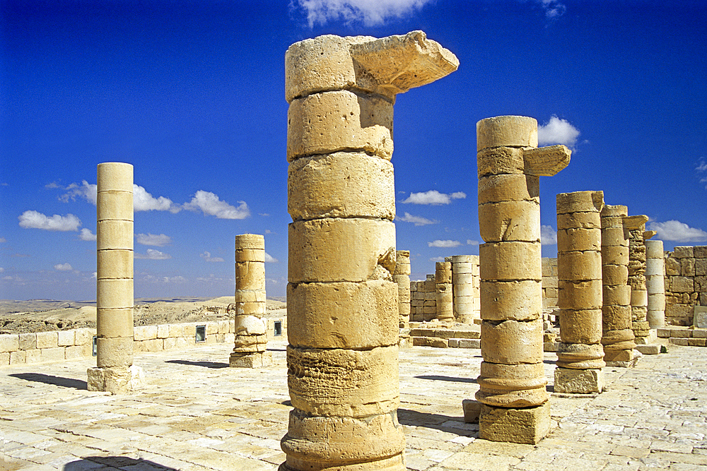 Church of Theodorus,Avdat also known as Ovdat or Obodat was the most important historic city on the Incense Route after Petra between the 7th and the 1st centuries BCE. It was inhabited by Nabataeans, Romans and Byzantines. Negev,Israel,Middle East,Wester