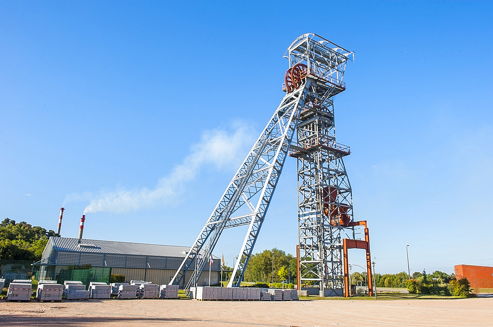 Headframe of the former mine shaft named Saint-Joseph, Saint-Eloy-les-Mines, Puy-de-Dome department, Auvergne-Rhone-Alpes region, France, Europe
