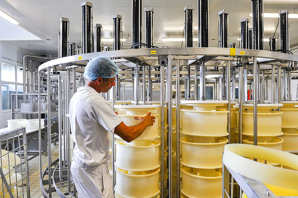 Cheesemaking factory of Semnoz at Gruffy,Haute-Savoie department, Rhone-Alpes region, France, Europe