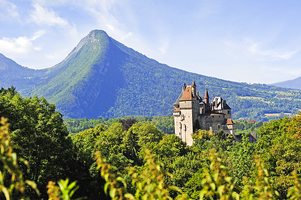 Chateau of Menthon-Saint-Bernard dominating the Lake Annecy,Haute-Savoie department, Rhone-Alpes region, France, Europe