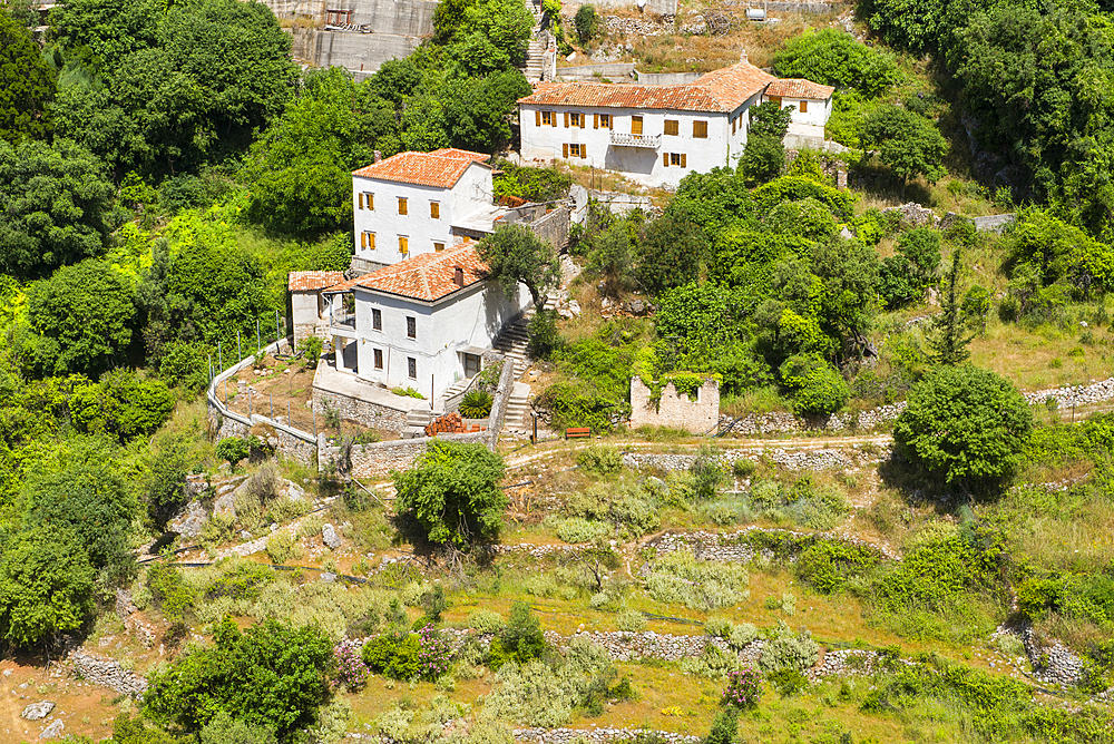 Dhermi, village of the Ionian Coast leaning against the Ceraunian Mountains, Albania, Europe