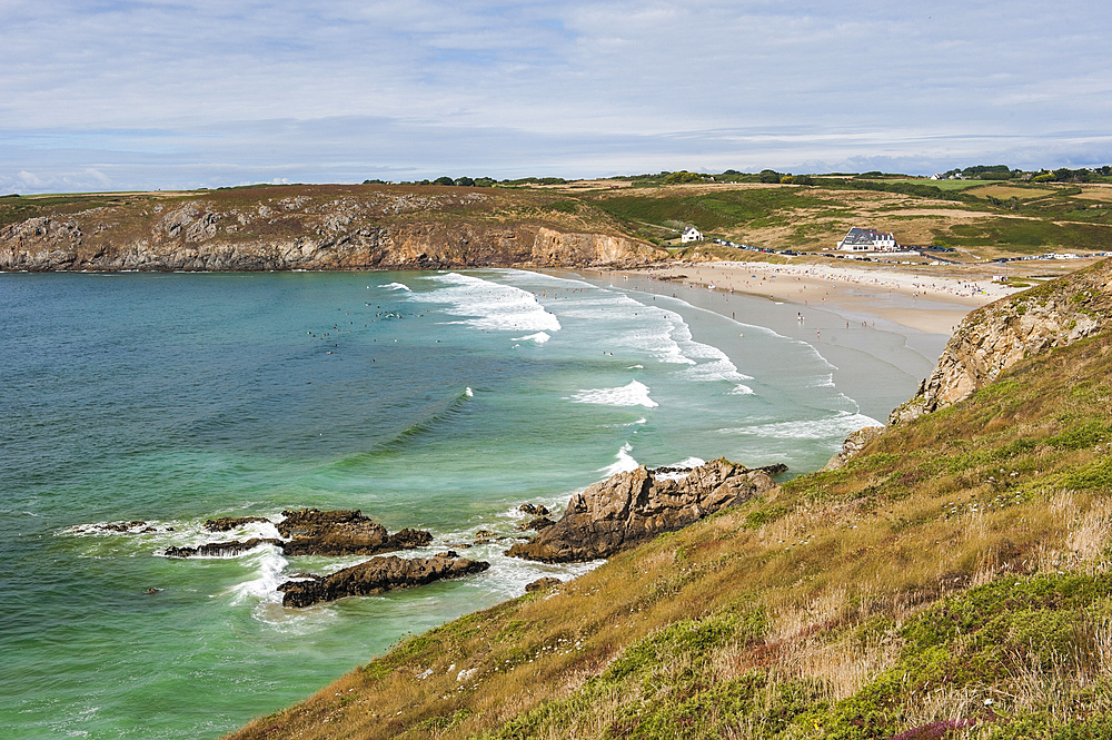 Baie des Trepasses or Bay of Dead located between the Pointe du Raz and the Pointe du Van,Cap Sizun,Finistere department,Brittany region,west of France,western Europe
