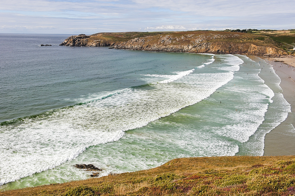 Baie des Trepasses or Bay of Dead located between the Pointe du Raz and the Pointe du Van,Cap Sizun,Finistere department,Brittany region,west of France,western Europe
