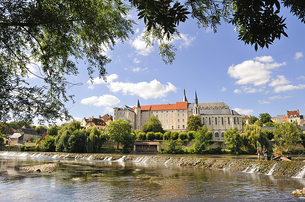 Saint-Gaultier city on the Creuse river bank,Indre department,province of Berry,region of Centre,France,Europe
