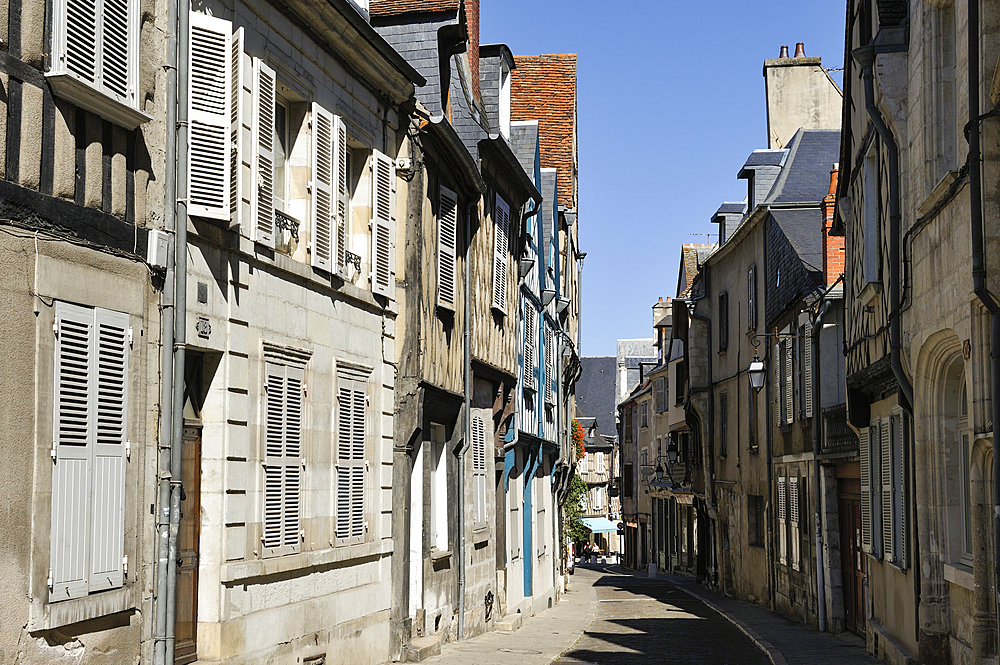 Bourbonnoux street,Bourges,Cher department,Berry province,region of Centre,France,Europe