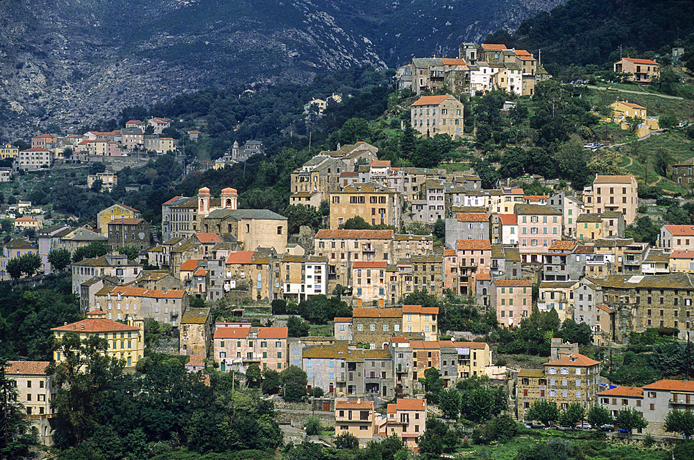 Oletta, village of the Nebbio region, Upper Corsica, Northern Corsica,France,Europe