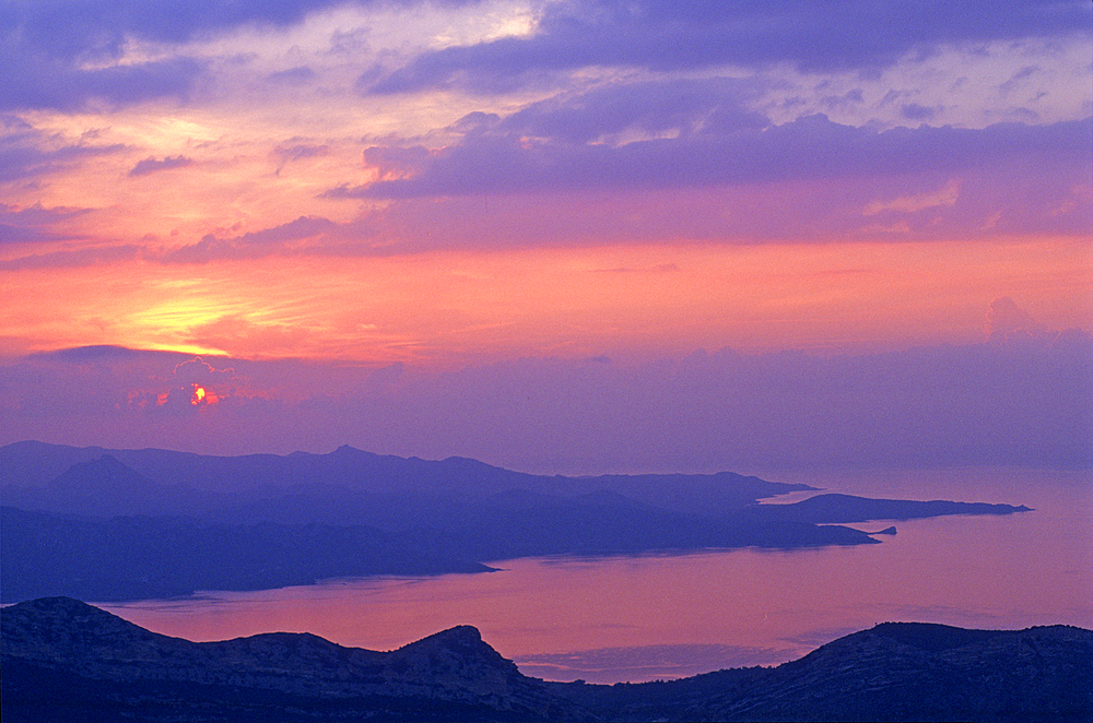 Sunset on the Gulf of Saint-Florent in the Nebbio region, Haute-Corse department,Northern Corsica,France,Europe