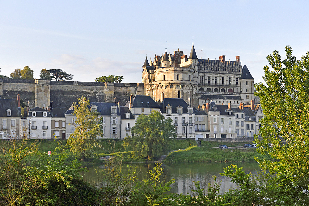 Chateau d'Amboise on the Loire River at Amboise, Touraine, department of Indre-et-Loire, Centre-Val de Loire region, France, Europe
