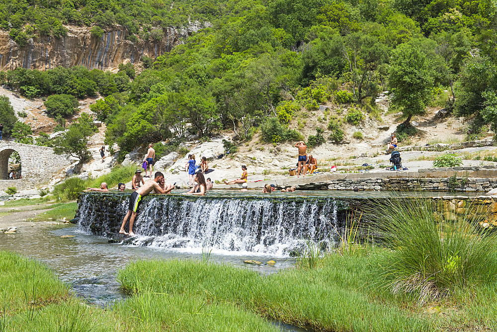 Hot Springs at the Langarice Canyon, Vjosa (Vjose) River, Albania, Europe