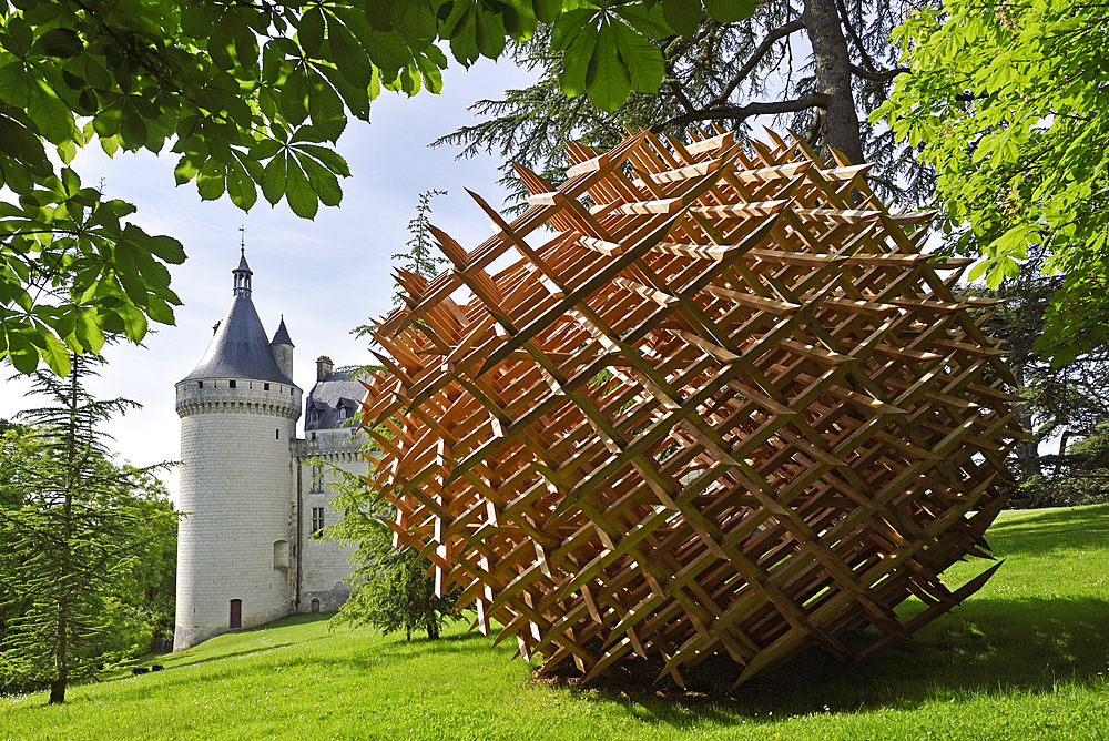 'Geometrie discursive', installation by Vincent Mauger in the historic grounds, Domain of Chaumont-sur-Loire, Loir-et-Cher department, Centre-Val de Loire region, France, Europe