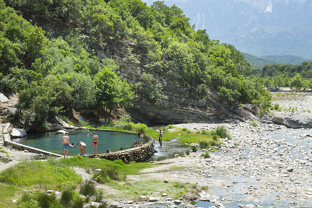 Hot Springs at the Langarice Canyon, Vjosa (Vjose) River, Albania, Europe