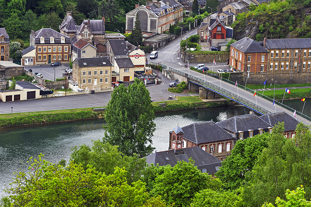 View over the Meuse River at Bogny sur Meuse,Ardennes department,Champagne-Ardenne region of northeasthern France,Europe