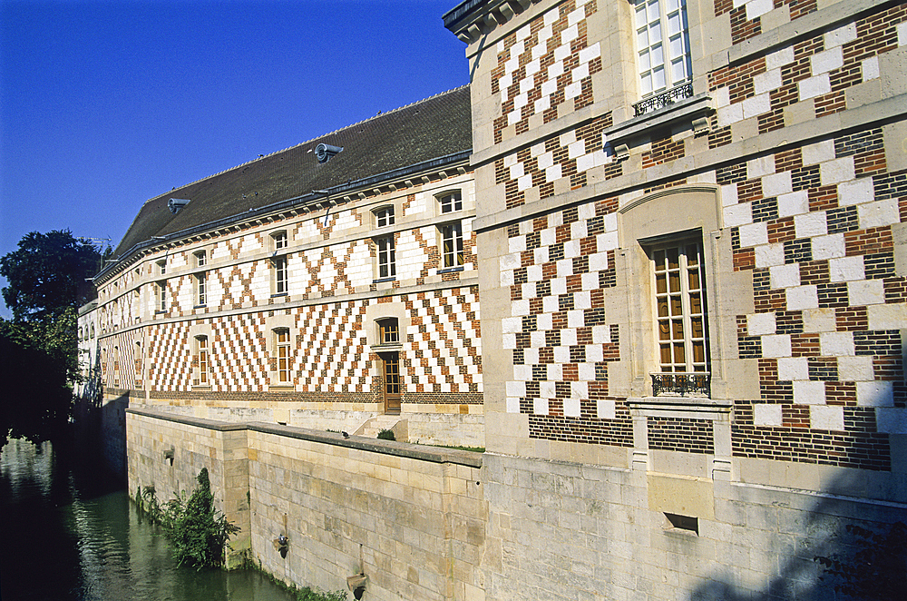 Facade of the former Saint Mary Convent on the Mau river bank,Chalons-en-Champagne, Marne department, Champagne-Ardenne region,France,Europe
