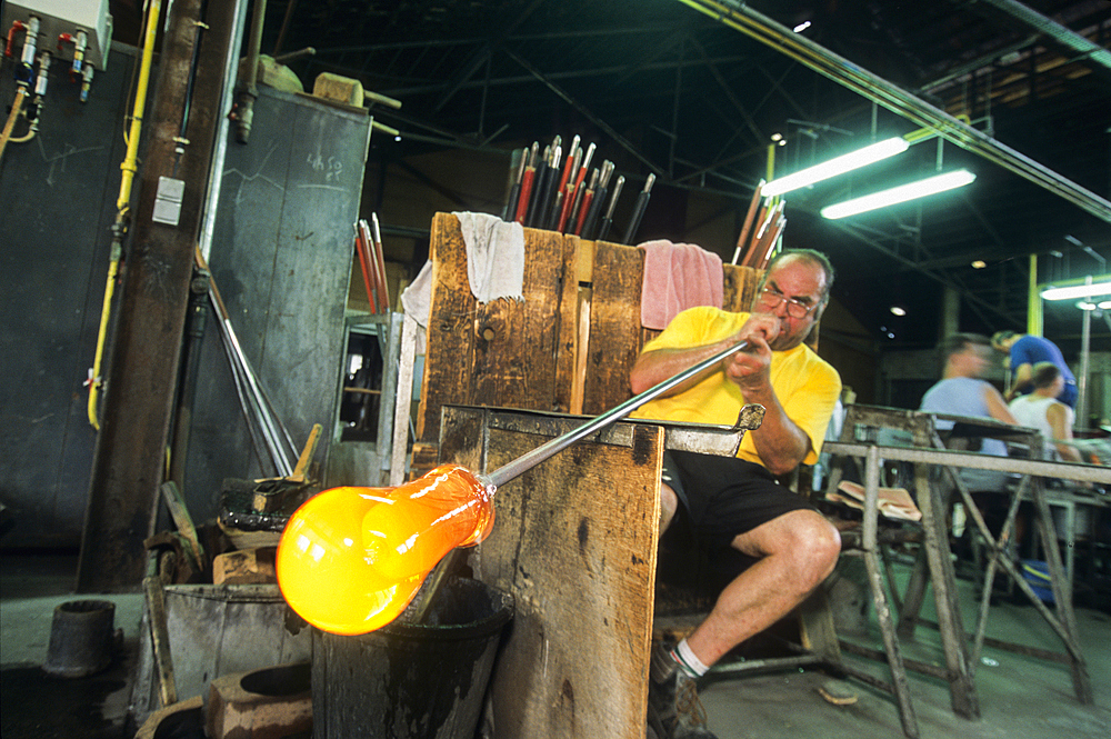 Glassblowing, Hartzviller Crystalworks,Moselle department,Lorraine region,France,Europe