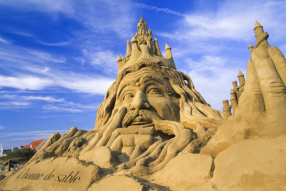 Work of the American sculptor John Gowdy, World Championship in Sand Sculpture,Hardelot,Pas-de-Calais department,Nord-Pas-de-Calais region,France,Europe