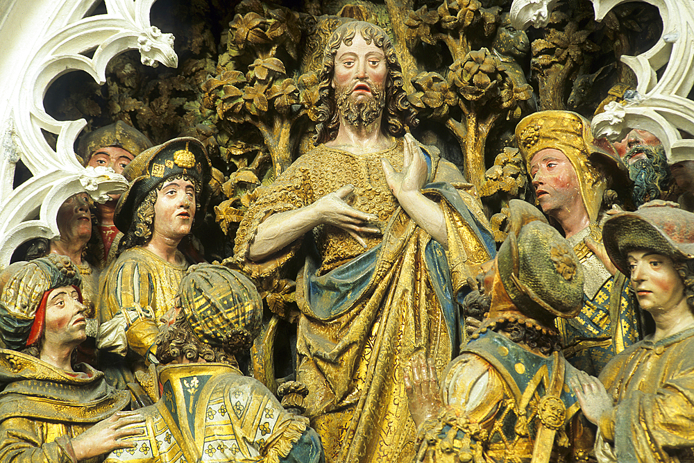Part of relief depicting John the Baptist's life in the ambulatory surrounding the choir, Cathedral of Our Lady,Somme department,Picardy region,France,Europe