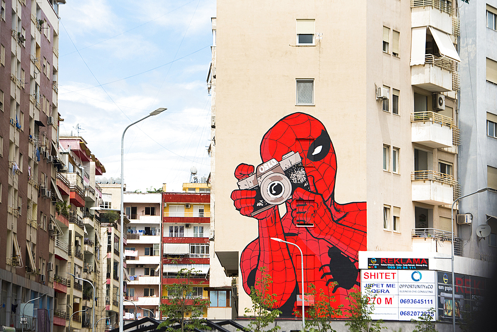 Mural painting, Tirana, Albania, Europe