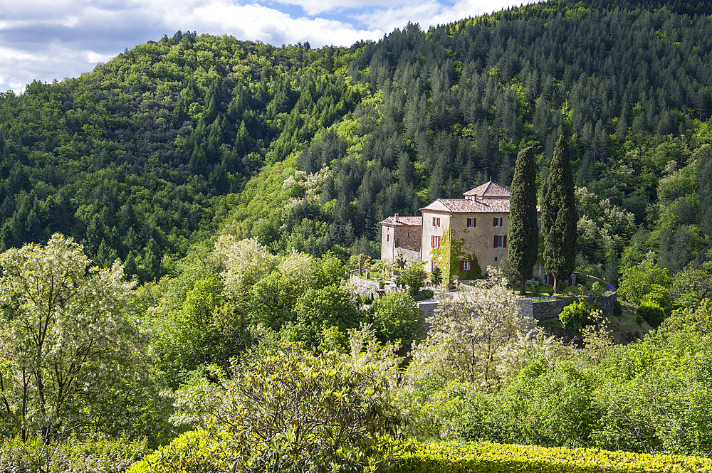 Castle of Mandagout, near Le Vigan,Cevennes Mountains Range,Gard department,Languedoc- Roussillon region,France,Europe