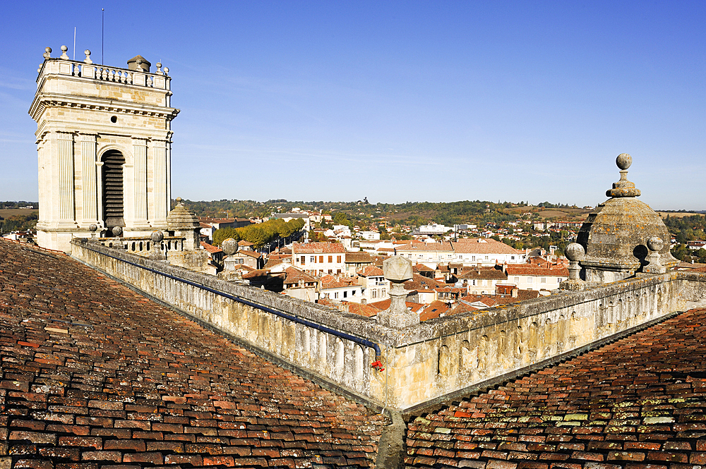 Tower and roof of the Cathedral,Auch.Gers department, Occitanie region, southwest of France,Europe
