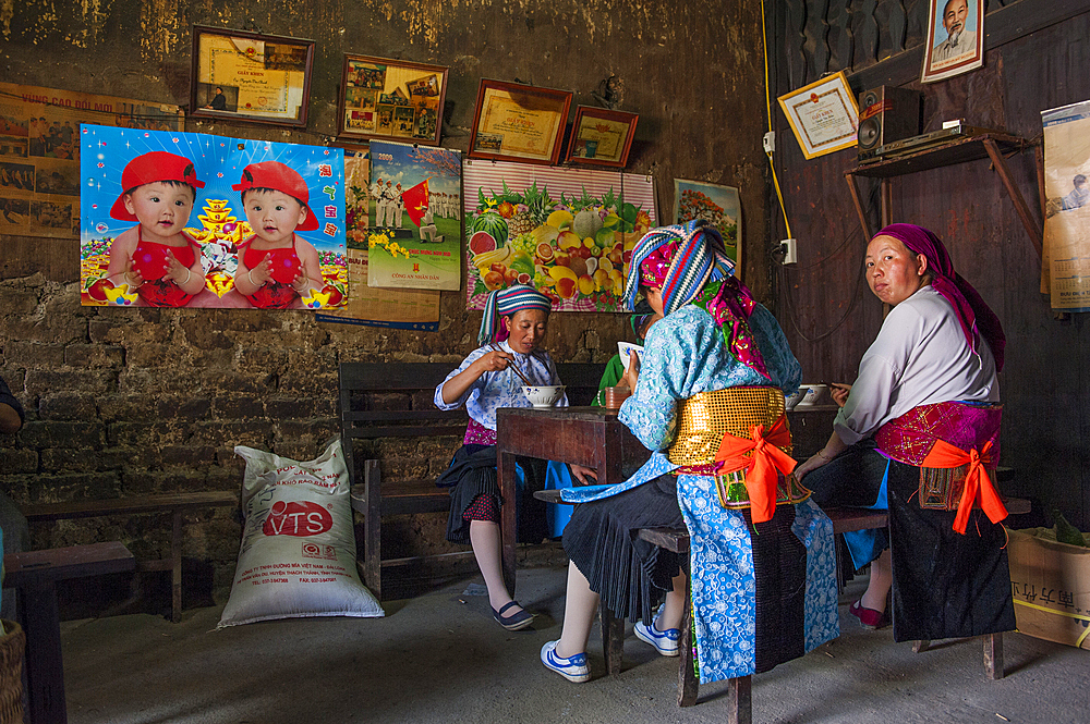 H'mong woman in a restaurant at Dong Van, Ha Giang province, Northern Vietnam, Southeast Asia