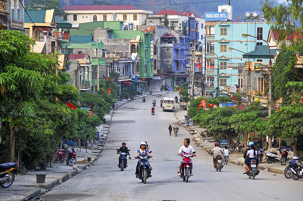 Main street at Dong Van, Ha Giang province, Northern Vietnam, Southeast Asia