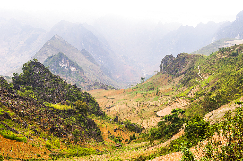 Mountainous landscape near Dong Van, Ha Giang province, Northern Vietnam, Southeast Asia