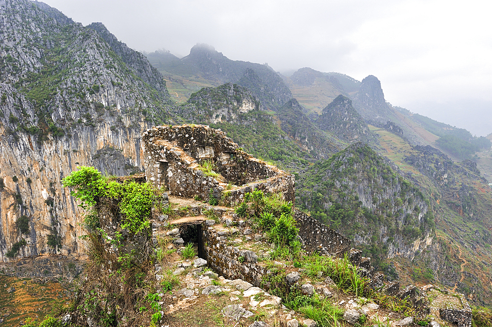 Ruins of fortress remains from french colonization near Dong Van, Ha Giang province, Northern Vietnam, Southeast Asia