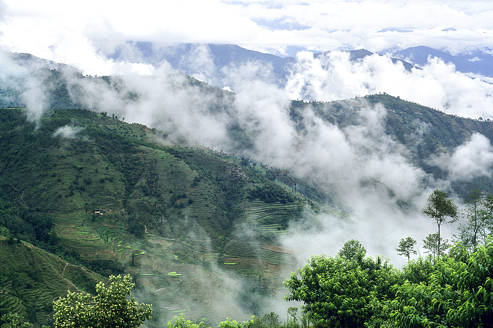 Himalaya Range over clouds seen from Nagarkot,Nepal,Himalaya,South Asia