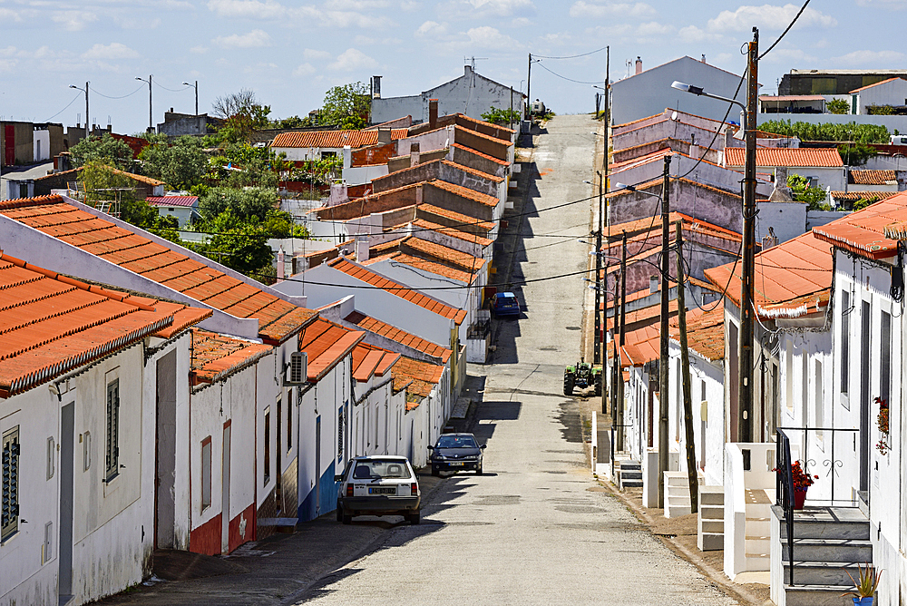 Street of Povoa, village in the district of Beja, Alentejo region, Portugal, southwertern Europe