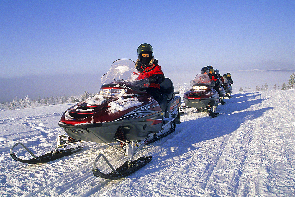 Snowmobile trip around Muonio,Lapland,Finland, Northern Europe