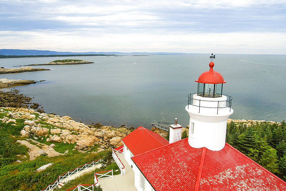 Lighthouse on Pot a l'Eau-de-Vie islands, Quebec province, Canada, North America