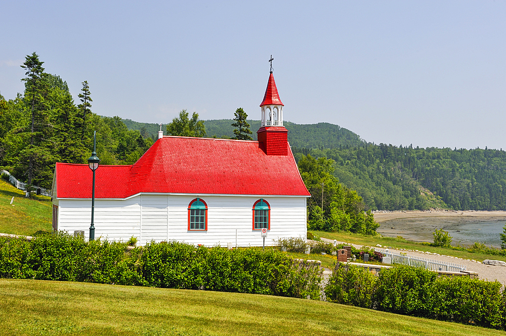 Chapel of Tadoussac by Saint Lawrence river, Cote-Nord region, Province of Quebec, Canada, North America