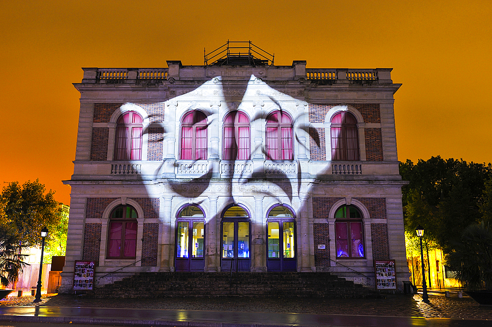 Illumination of the theatre (projection mapping), Festival of Lights, Chartres, Eure-et-Loir department, Centre -Val de Loire region, France, Europe