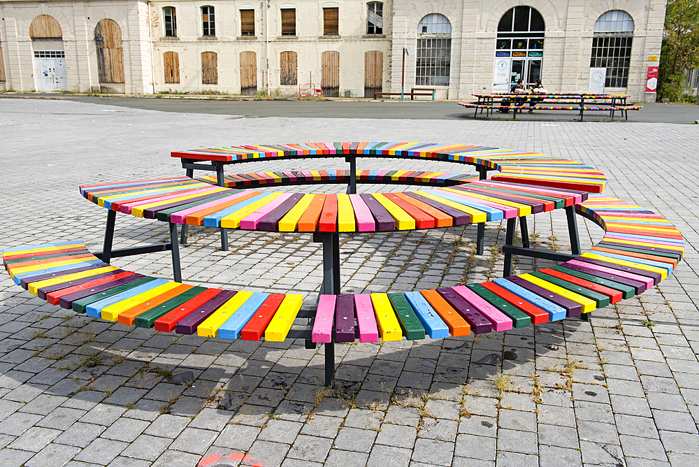 Banc d'essai (Test Bench), elected by the inhabitants during the International Design Biennial, Cite du Design, Saint-Etienne, Loire department, Auvergne-Rhone-Alpes region, France, Europe