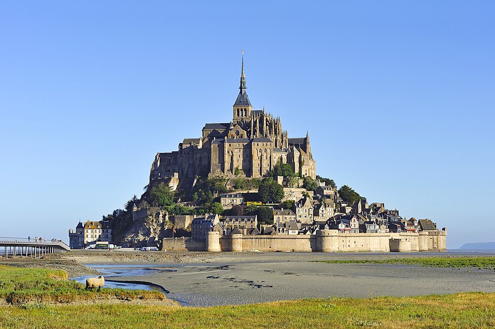 Mont-Saint-Michel bay and Abbey, UNESCO World Heritage Site, Manche department, Normandy region, France, Europe