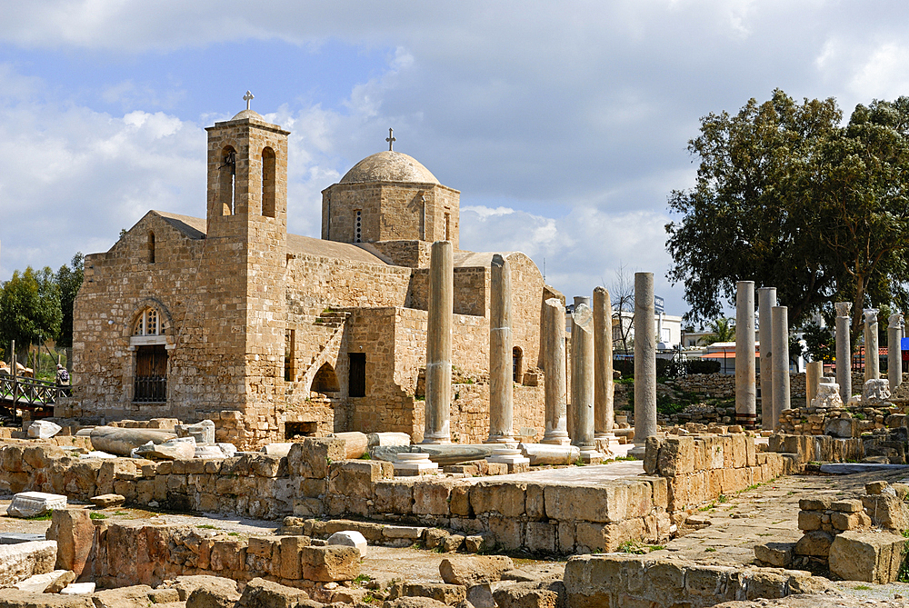 Agia Kyriaky church in the archaeological site of the early Christian basilica of Panagia Chrysopolitissa, Paphos, Cyprus,Eastern Mediterranean Sea, Europe