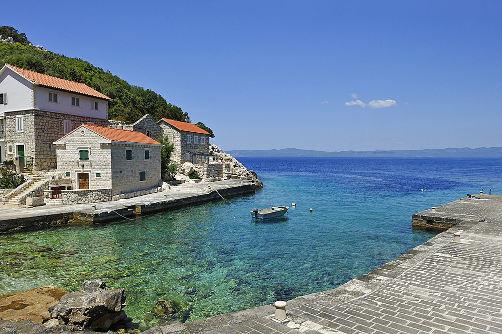 Protected historic site of Lucica, a former fishermen's settlement near Lastovo town, Lastovo island, Croatia, Southeast Europe