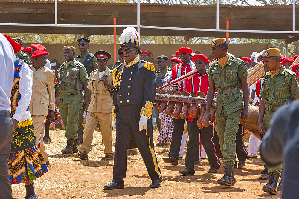 The Paramount Chief from Western Province, the Litunga, visiting the Kulamba Ceremony, Katete, Eastern Province, Zambia, Africa