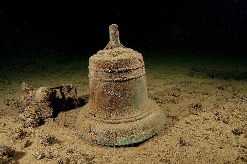 Ships bell on an unknown wreck, Oland, Sweden.