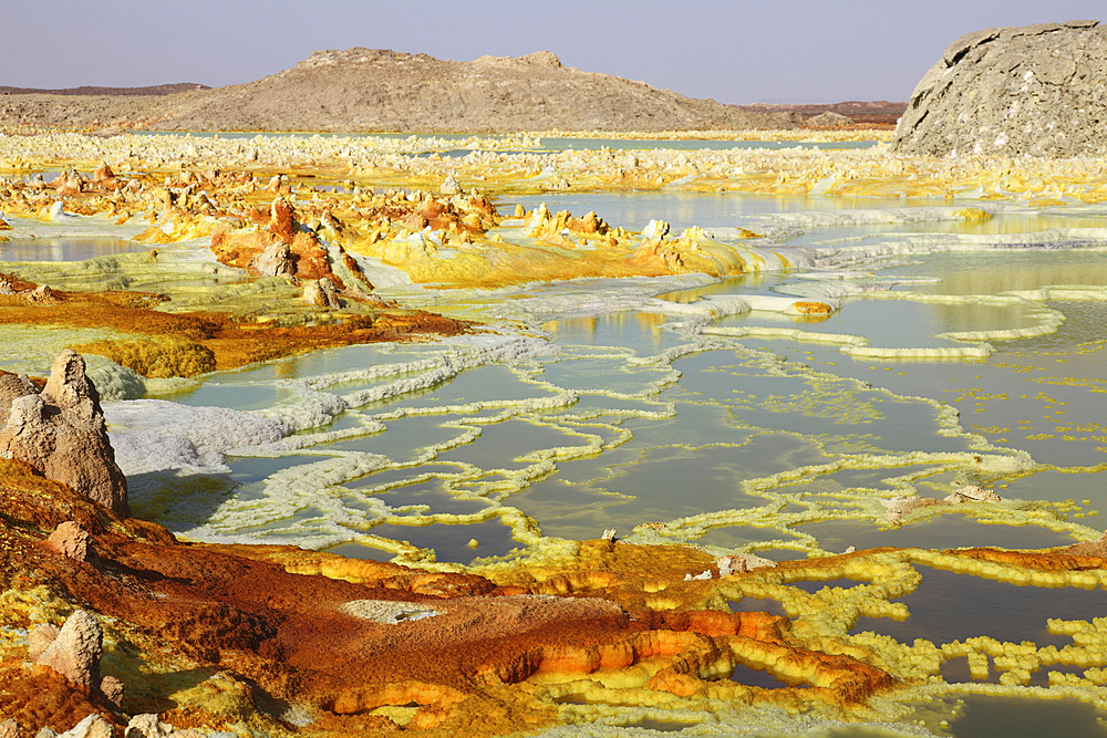 January 27, 2011 - Dallol geothermal area, potassium salt deposits formed by brine hot springs, Danakil Depression, Ethiopia.