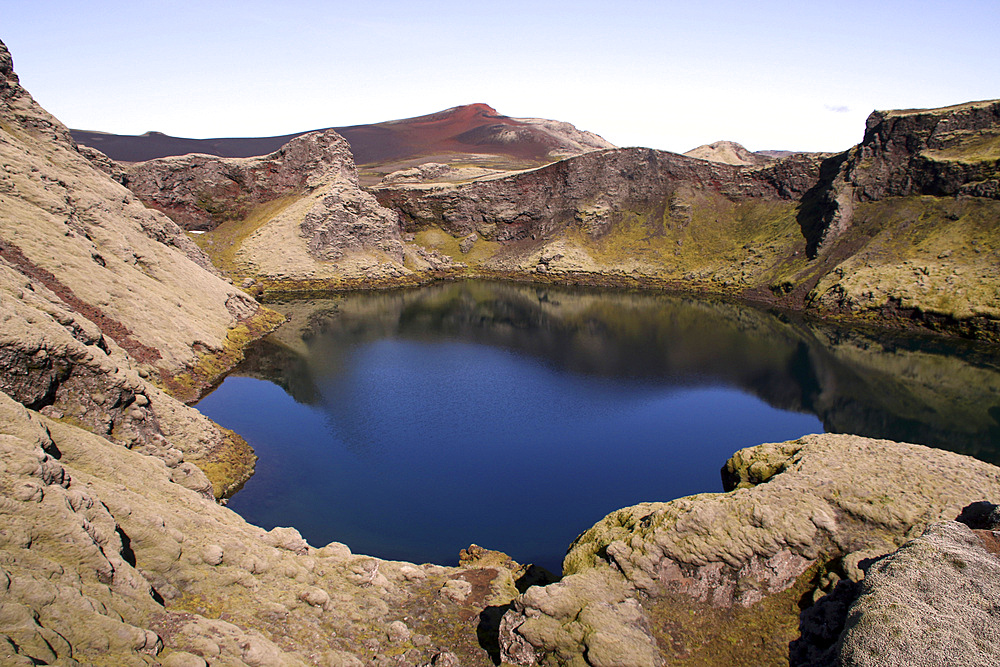 Lake inside a crater, Iceland.