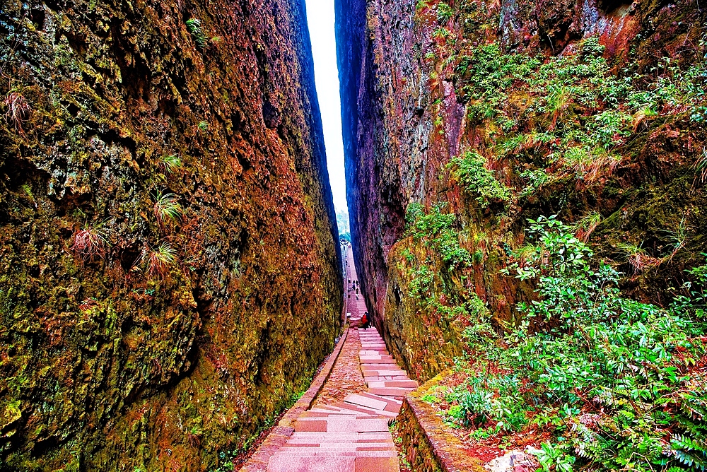 Gap between two peaks of Mount Jianglang, Jiangshan City, Zhejiang Province, China.