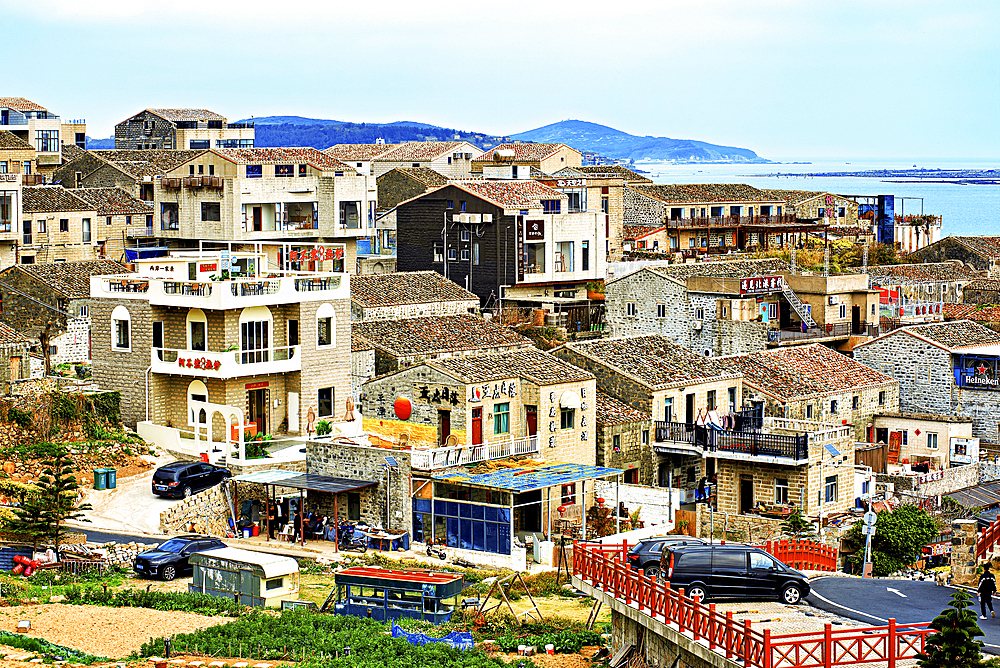 Village by the sea. Pingtan Island, Fuzhou City, Fujian Province, China.
