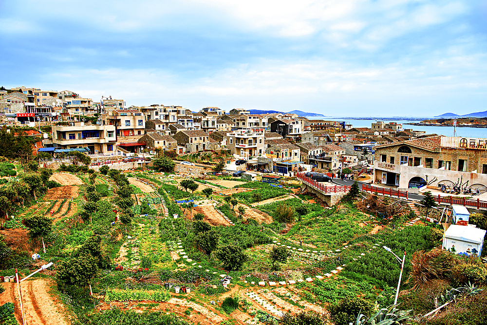 Village by the sea. Pingtan Island, Fuzhou City, Fujian Province, China.