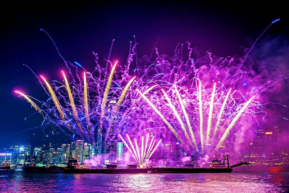 Fireworks display at Victoria Harbour, Hong Kong, China