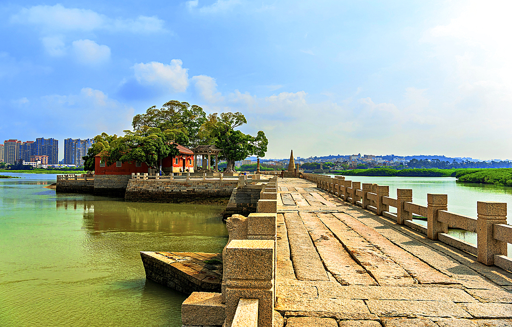 Luoyang Bridge, one of the four famous ancient bridges in China. Built in 1059, this is China's first stone bay bridge. Quanzhou: Emporium of the World (UNESCO World Heritage), Fujian Province, China